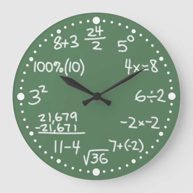 Maths Mathematical Equations Clock with Minutes (Front)