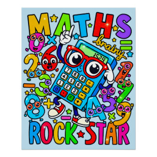 Maths Rock Star Poster for Kids UK Classroom