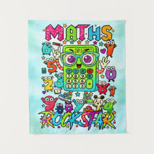 Maths Rockstar Cute Calculator Poster for Kids Tapestry