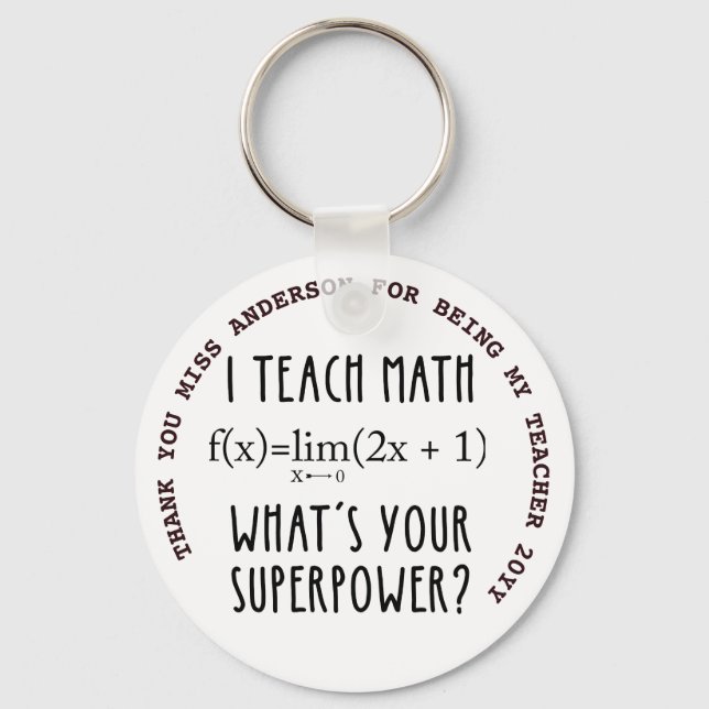 MATHS TEACHER THANK YOU Personalized Gift Under $4 Key Ring (Front)