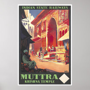 Mathura India Print Krishna Temple Poster Roger