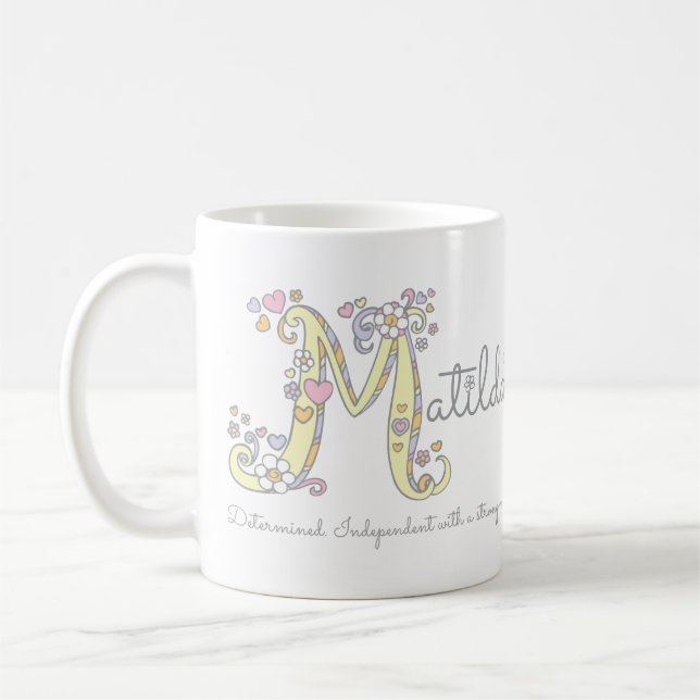 Matilda name meaning monogram M mug (Left)