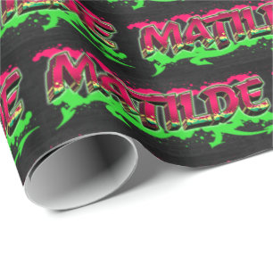 Matilde First Name Graffiti red green Wrapping Paper