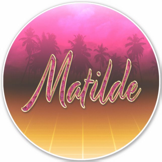 Matilde First Name Name golden pink sticker (Front)
