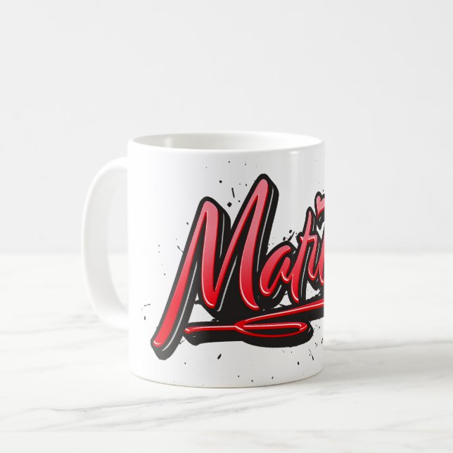 Matilde red Heart Graffiti Cup Coffee Mug (Front Left)