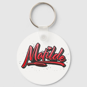 Matilde red Heart Graffiti Schlüsselanhänger Key Ring