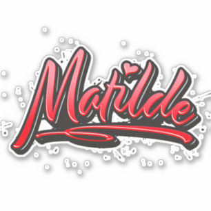 Matilde red Heart Graffiti Sticker