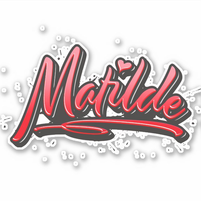 Matilde red Heart Graffiti Sticker (Front)