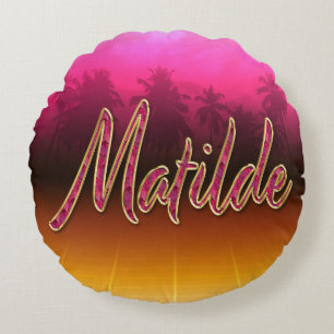 Matilde Vorname Name golden pink Kissen Round Cushion