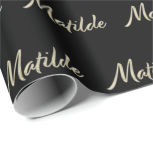 Matilde white gold hand writing gift wrapping paper