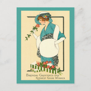 MATINEE GIRL BIRTHDAY ART DECO POSTCARD