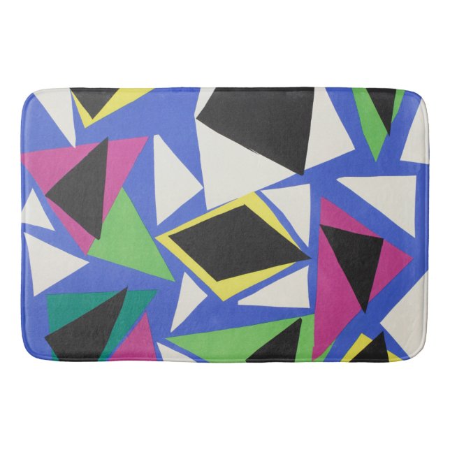 Matisse Abstract Geometric Blue Cut Out Art Bath Mat (Front)