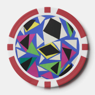 Matisse Abstract Geometric Blue Cut Out Art Poker Chips