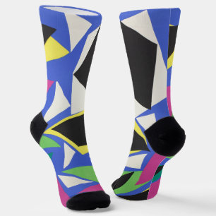 Matisse Abstract Geometric Blue Cut Out Art Socks