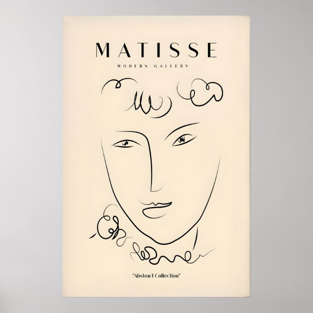 Matisse Art Prints - Line Art Face Curly Hair (Front)