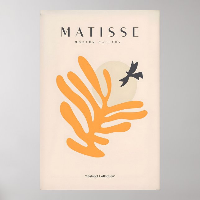 Matisse Art Prints - Orange Leaf Bird Silhouette (Front)