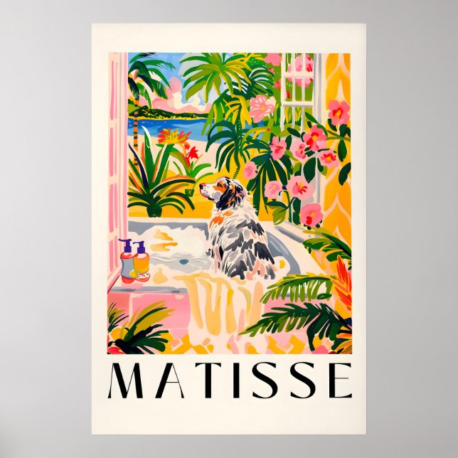 Matisse Australian Shepherd Bath Art Print Funny (Front)