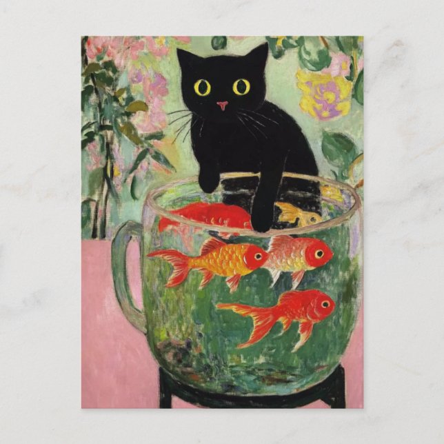Matisse Black Cat Vintage Postcard  (Front)