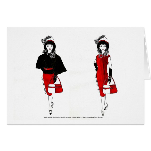 Matisse Doll Fashion Watercolor - Black Cape (Front Horizontal)