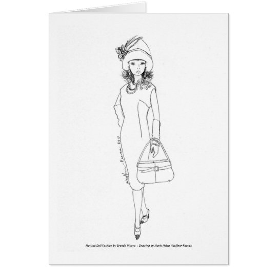 Matisse Doll Fashion Watercolor- Red/Blk CapeDress Card