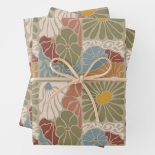 Matisse Groovy floral Art Nouveau 1970s Wrapping Paper Sheet