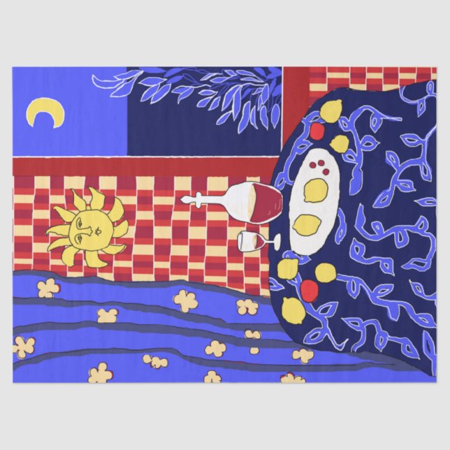 Matisse Inspired Blue Night Still Life Wine Tissue Paper (Front)