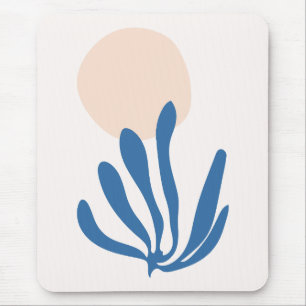 Matisse inspired Celadon Blue, Peach Leaf Cutout Mouse Mat