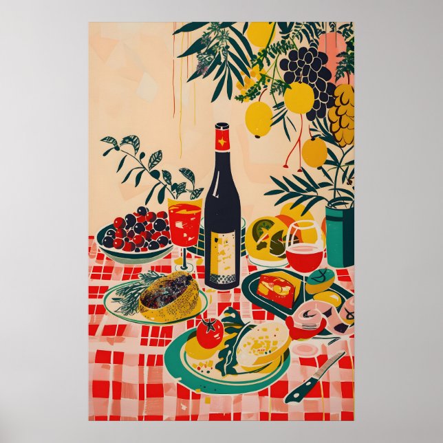 Matisse Inspired Red Chequerboard Food Print for (Front)