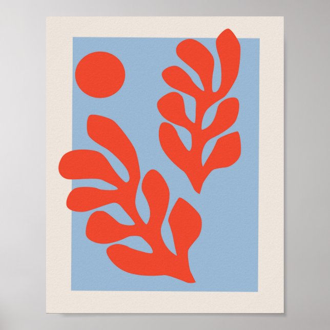 Matisse Leaves Blue & Red Poster (Front)