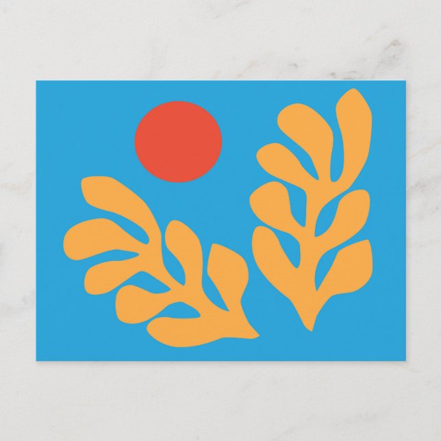 Matisse Leaves Blue & Yellow Postcard (Front)