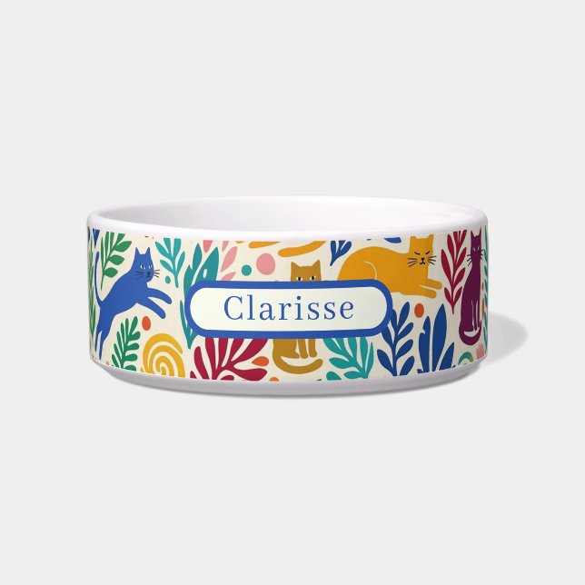 Matisse Style Cats Personalise Bowl (Front)