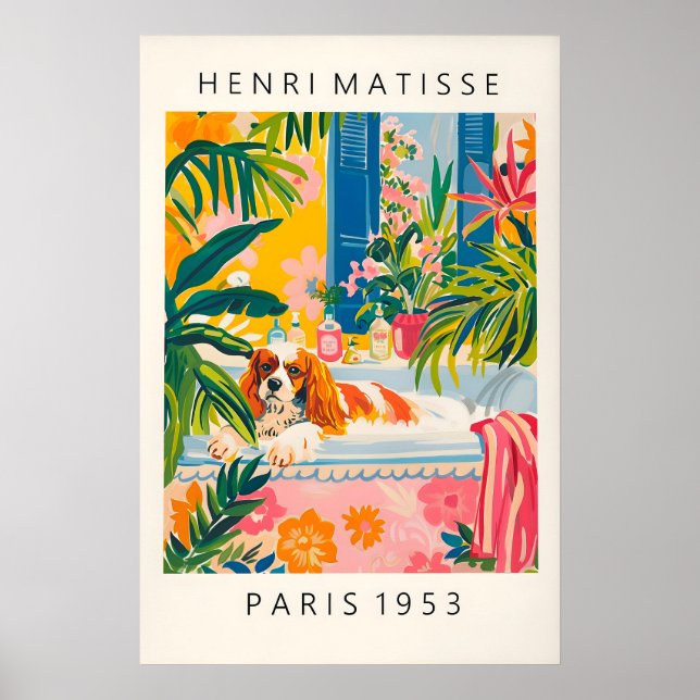 Matisse Style Cavalier King Charles Spaniel Art Poster (Front)