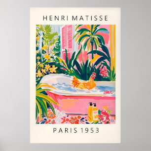 Matisse Style Chicken Art Print Funny Pink