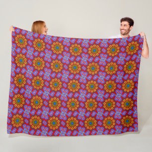 Matisse style Colourful Flowers Fleece Blanket