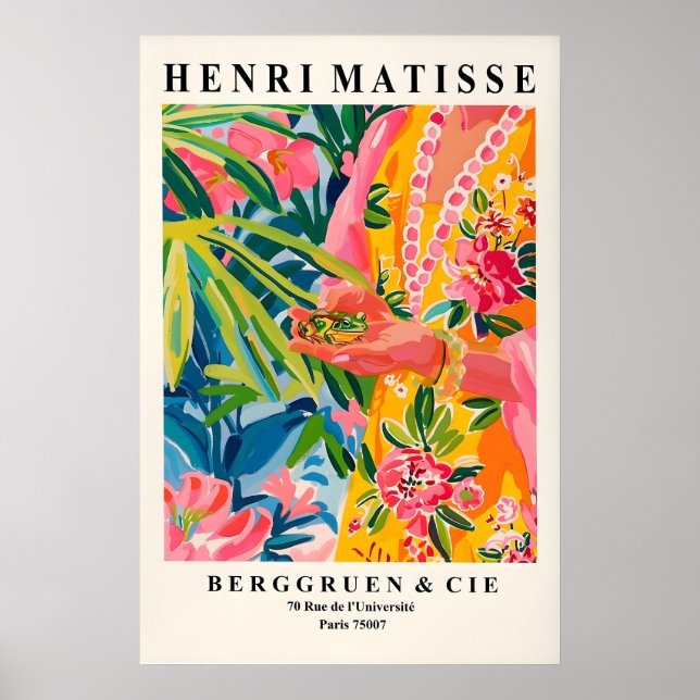 Matisse Style Frog Print Pink Tropical Maximalist (Front)