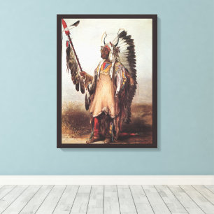 Mato-Tope, A Mandan Chief Portrait by Karl Bodmer Canvas Print