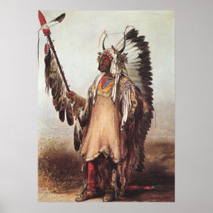 Mato-Tope, A Mandan Chief Portrait by Karl Bodmer Poster