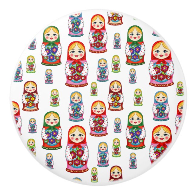 Matreshka pattern ceramic knob (Front)