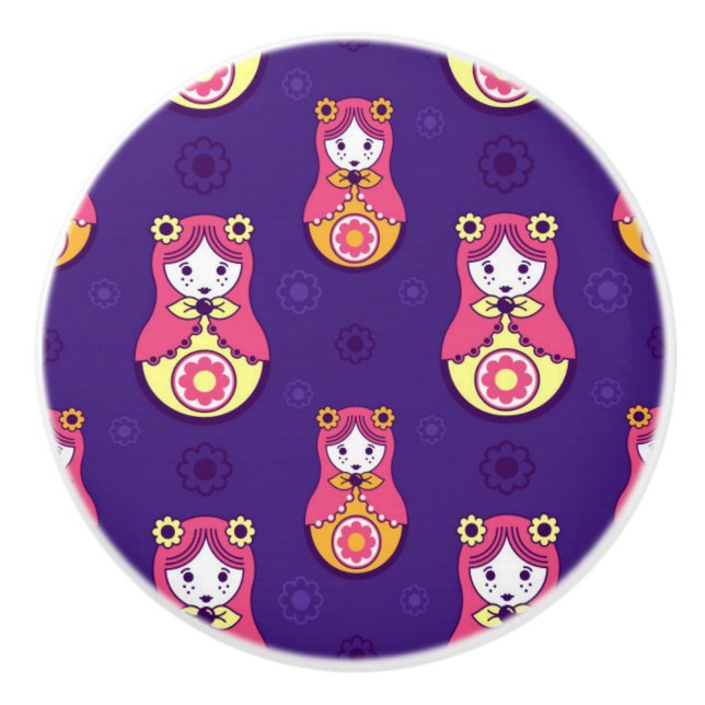 Matreshka pattern ceramic knob (Front)