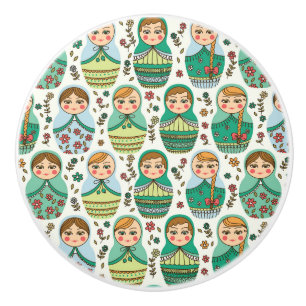 Matreshka pattern ceramic knob