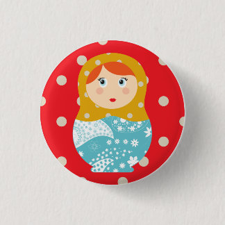 matriochka swipes in red 3 cm round badge