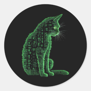 Matrix Cat Art Classic Round Sticker