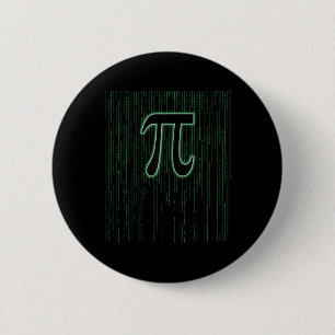 Matrix Inspired Pi Day 3.14 Number Pi Symbol Math  6 Cm Round Badge