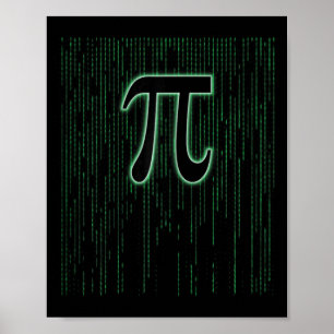 Matrix Inspired Pi Day 3.14 Number Pi Symbol Math  Poster