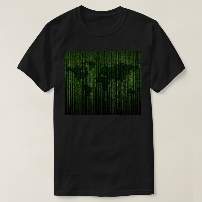 Matrix Of The World In Binary Code T-Shirt (Design Front)