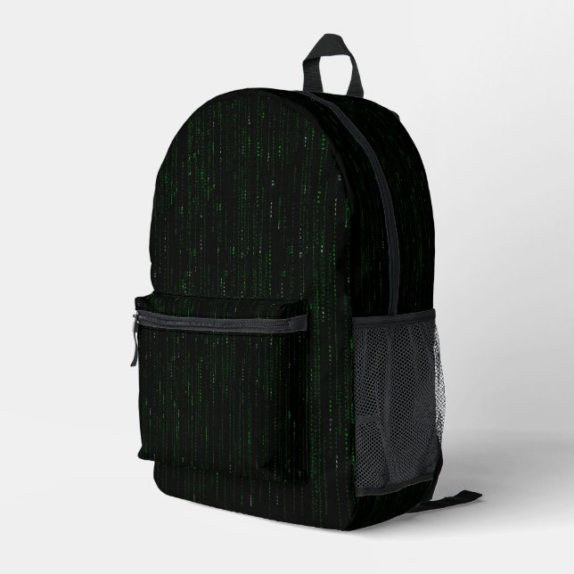 Matrix Style Design  Printed Backpack (Back Corner Right)