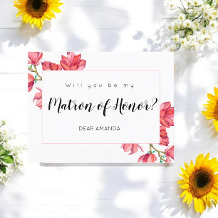 Matron Honour Pink White Floral Card