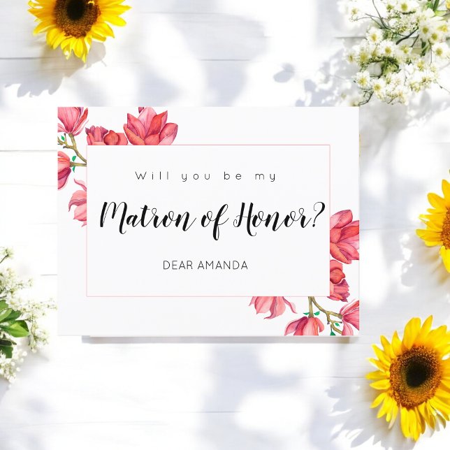 Matron Honour Pink White Floral Card (Creator Uploaded)