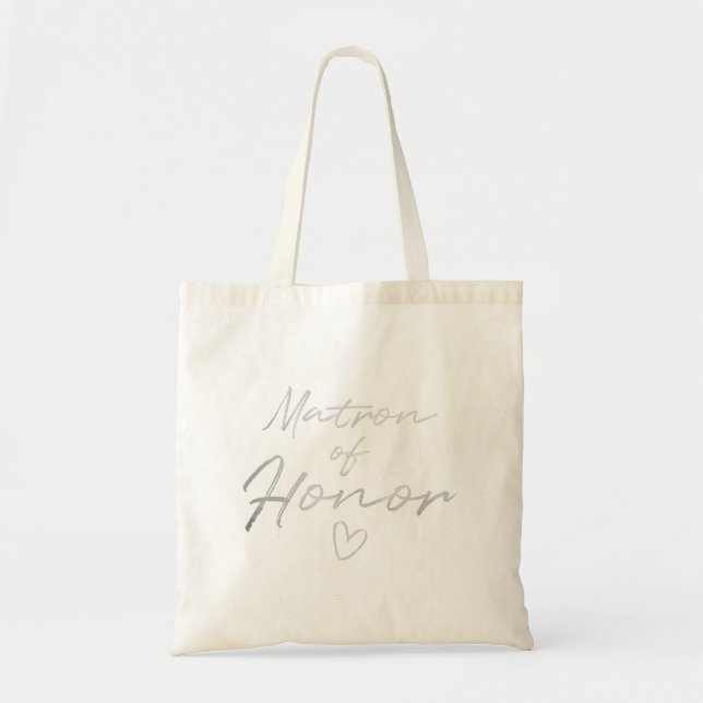Matron of Honor - Silver faux foil tote bag (Front)