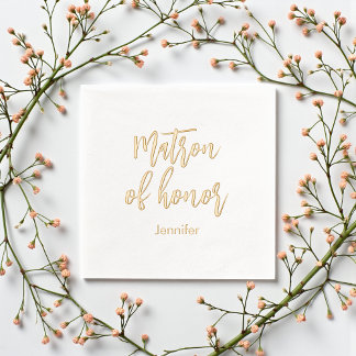 Matron of Honor Yellow White Gold Wedding  Foil Napkins